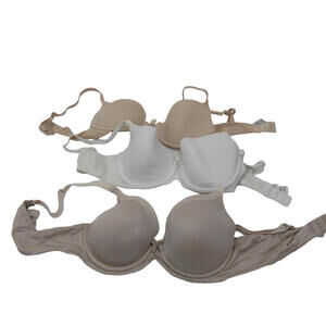 Marks & Spencer Bra Womens 34B Three Pack Natural Mix White Fawn Lightly Padded